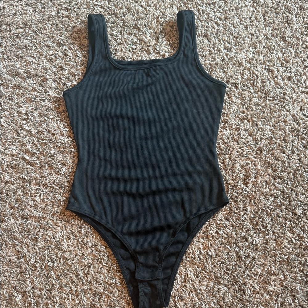 Amazon Black Bodysuit Top with Scoop Neckline